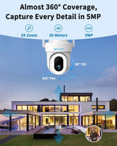360° coverage ptz outdoor battery security camera